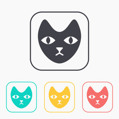 cat face icon color set
