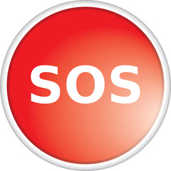Button SOS on a white background