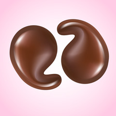 drop of chocolate isolated on pink background