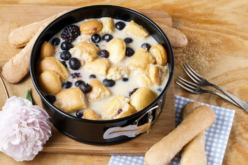 Blueberry cheesecake with ladyfinger biscuits