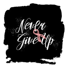 Symbols of breast cancer awareness. Pink ribbon in brush strokes