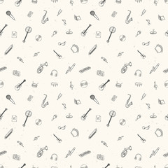 Seamless pattern of musical instruments.