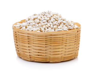 Barley Grains in the basket on white background