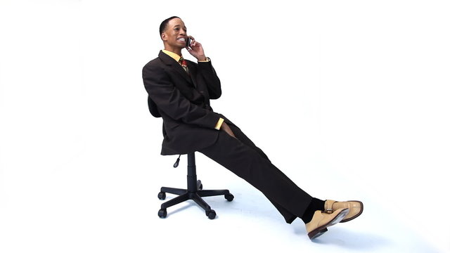 Businessman talking on cell phone