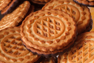 delicious fresh cookies as background