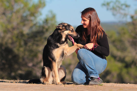 woman with a dog