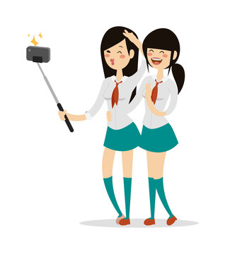 Japanese schoolgirls vector