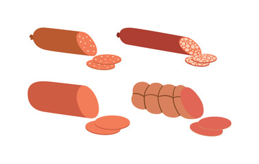 Illustrator of vector sliced sausages.