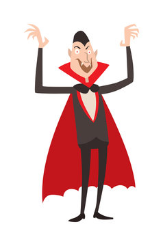 Vampire Dracula Halloween vector illustration. Funny character