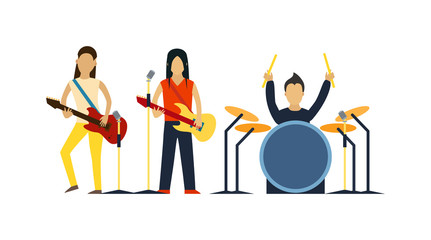 Music band with instruments vector illustration. 