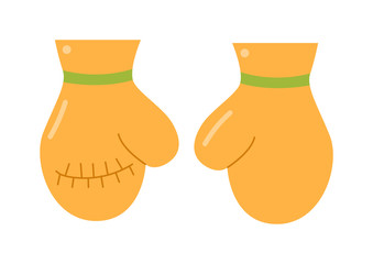 Pair of yellow boxing gloves vector illustration.