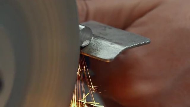 Grinding tools. Extreme close up. Slow motion