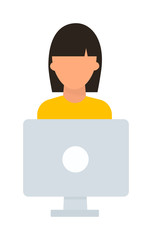Student girl computer vector illustration.