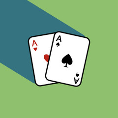 A pair of poker cards with shadow