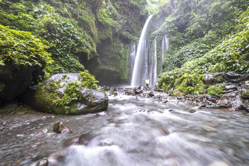 Tiu Kelep waterfall near Rinjani, Senaru, Lombok, Indonesia, Southeast Asia.