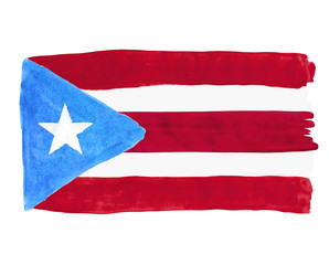 Flag of Puerto Rico painted with gouache