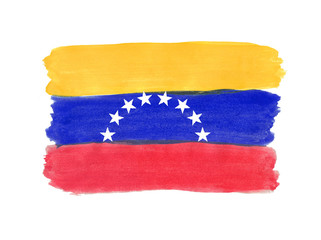 Flag of Venezuela painted with gouache