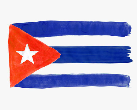 Flag of Cuba painted with gouache