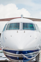 Closeup of Luxury private jet Cockpit