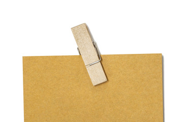 Fototapeta premium Blank label with wooden clip