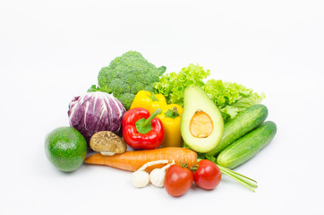 collection vegetables isolated on a white background