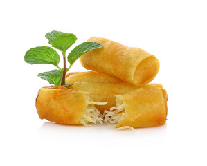 Fried Chinese Traditional Spring rolls food isolated on white ba
