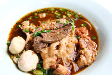 thai pork noodle thicken soup