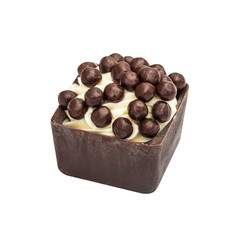 Chocolate candie from collection with chocolate drops. Beautifully issued isolated on white background