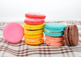 close up of colorful macarons