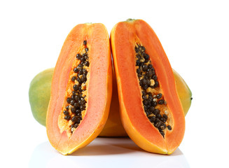 Ripe papaya isolated on white