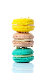 Colorful macaroons isolate on white.