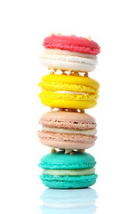 Colorful macaroons isolate on white.