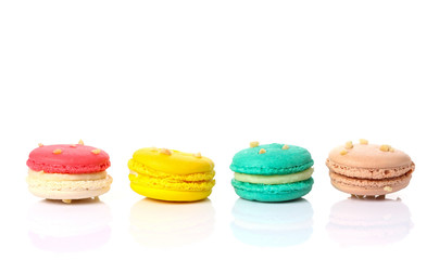 Colorful macaroons isolate on white.