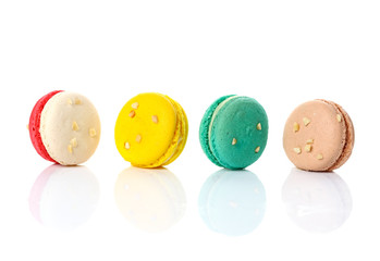 Colorful macaroons isolate on white.