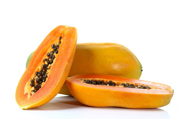Ripe papaya isolated on white