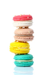 Colorful macaroons isolate on white.