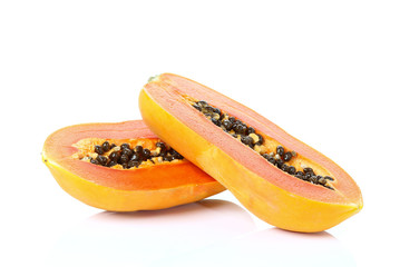 Ripe papaya isolated on white
