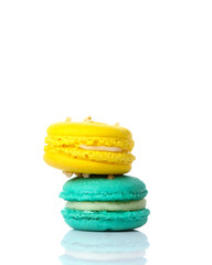 Colorful macaroons isolate on white.