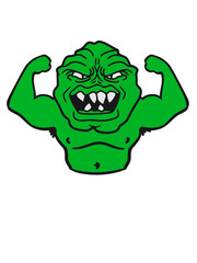 monster bodybuilder muscles strong man Muckis hulk workout ork oger troll green