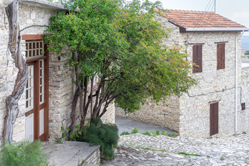 Vintage stonemasonry building. Pano Lefkara, Cyprus.