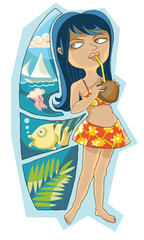 Girl with coconut