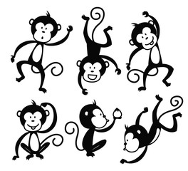 Naklejka premium set of cartoon monkey vector element suitable for Chinese new year event