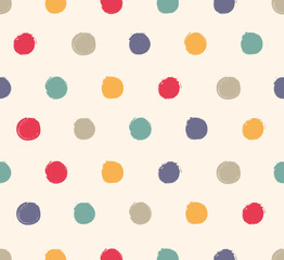 Grunge polka dot doodle seamless pattern