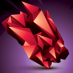 Vector digital 3d abstraction, red geometric polygonal element.