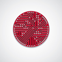 Round circuit board with electronic components of technology dev