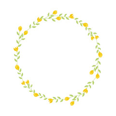 blank tex space, flower wreath background 