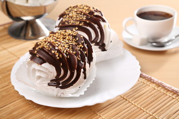  Still life with cakes meringue on the table