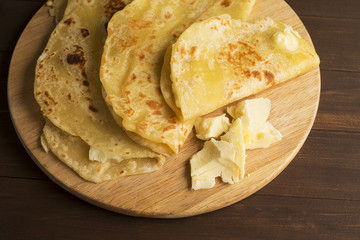 Vegetarian tortilla with potatoes and butter