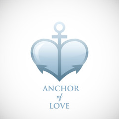 Anchor symbol of love vector blue icon - 105158685