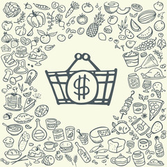 doodle food icons